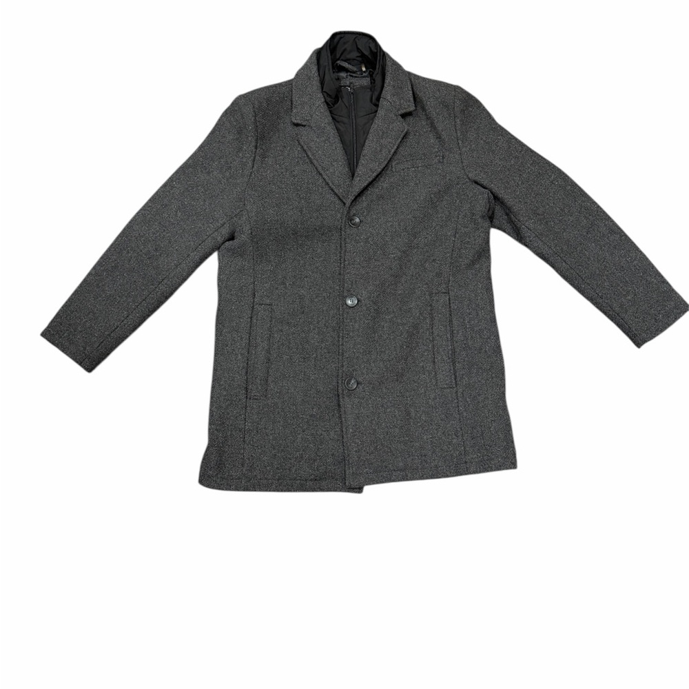 Men's Melton Car Coat with Removable Bib - Size Large